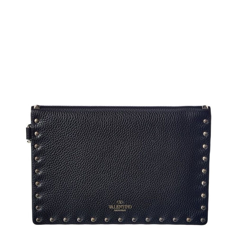 Valentino Rockstud Grainy Leather Pouch, Black - Picture 2 of 5